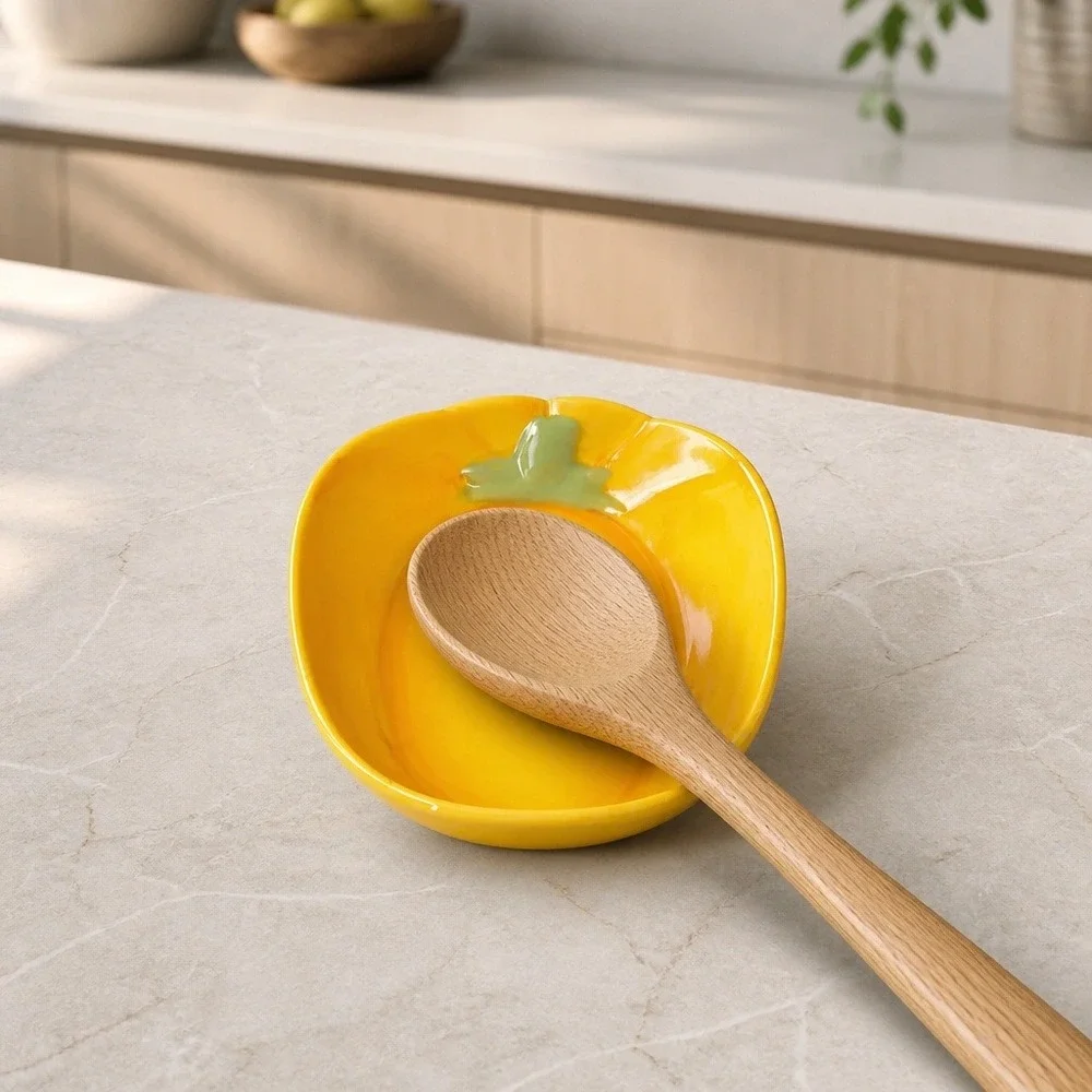 Pier 1 Yellow Pepper Spoon Rest Excellent‎ Hand Painted Ironstone